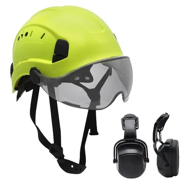 Casca de siguranță cu Întuneric Vizor și Earmuff Kit Pălărie Tare pentru Exterior Alpinism Industrial Protecție de Salvare de explorare a peșterilor