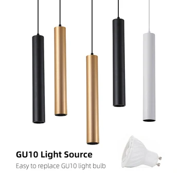 Modern Pandantiv cu LED-uri Tub Lung Negru, Alb, Rose de Aur Tavan Înlocuibile GU10 Insula Bar Counte Magazin Cameră de Bucatarie Corpuri de Lampă