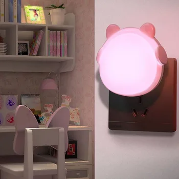 Lumina de Noapte LED Mini Senzor de Lumină de Control Auto Pe Off UE Plug Veioza Urs Lampă Pentru Copii Copil Camera de zi Dormitor de Iluminat