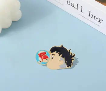 Ponyo Sosuke Email Ace Personalizate Film de Desene animate Anime Broșe Sac de Haine Pin Rever Film Desene animate Distractiv de Bijuterii Cadou pentru Copilul Prietenilor