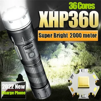 2000Meters 36Cores XHP360 Lanternă Puternică 26650 USB Reîncărcabilă Lumina Flash Zoom Lanterna Tactice LED lanterna Lanterna