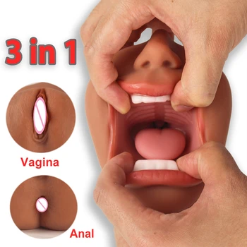Sex Pentru Om de sex Masculin Masturbator Cupa Vagin Pentru Bărbați 3 în 1 Gura sex fara preludiu Masturbari Artificial Vaginul Real Pizde Sex Produsele