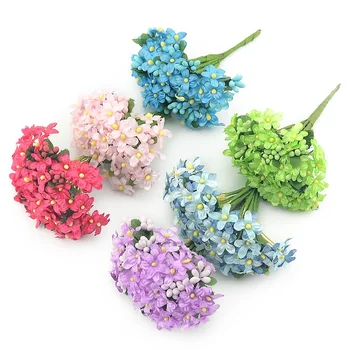 12pcs/1bunch Mini Buchet de Mătase Artificială Flori Pentru Decor Nunta DIY Scrapbooking Coroană de flori Cadou Ambarcațiuni de Flori False