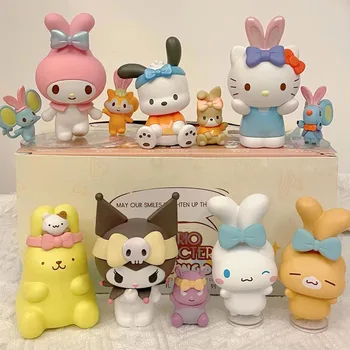 Drăguț Pom Pom Purin Cinnamoroll Melodie Kuromi Pochacco Hello Kitty Sanrio Anime Acțiune Figura Păpuși Jucării Decor Model Cadouri