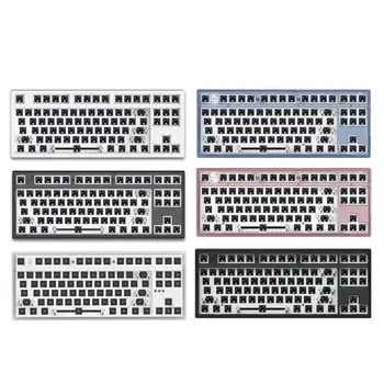 Flesports MK870 Tastatură Mecanică Kit Full RGB cu iluminare de fundal LED-uri Hot-Swappable, Socket NKRO Programabile, USB C Negru Transparent Caz