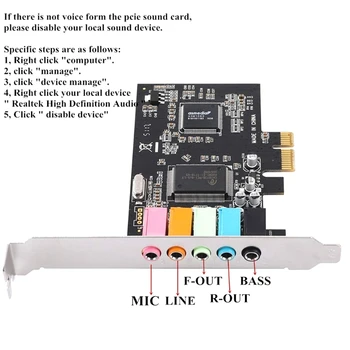 PCIe placa de Sunet 5.1, PCI Express Surround Card 3D Audio Stereo cu Sunet de Înaltă Performanța PC placa de Sunet CMI8738 Cip