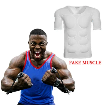 Om Fals Muscular Body Shaper Piept Burete T-Shirt Cosplay Invizibil Abdominale Brațul Pad Top Lenjerie de Fitness Costum pentru Petrecere Model