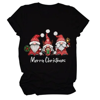 2022 Crăciun Fericit, Moș Crăciun Imprimare Femei T Shirt O Gât Vrac cu Maneci Scurte T-shirt de Cauzalitate Camisetas Mujer Y2k Haine Topuri