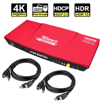 KVM-tesmart switch cu 2 porturi HDMI, USB2.0 pentru PC, KS, atsura și mouse-ul 4 k60hz