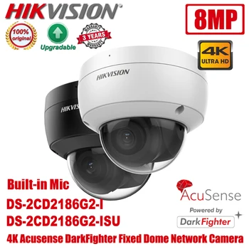Original Hikvision DS-2CD2186G2-ISU DS-2CD2186G2-am 8MP 4K POE IR IP67 IK10 DarkFighter AcuSense Dome CCTV aparat de Fotografiat Built-in Microfon