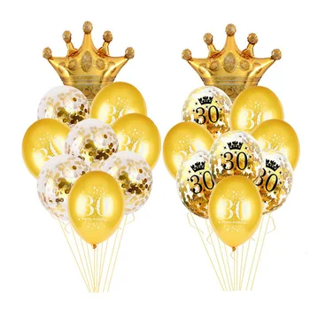 Numărul De Aur Ballon Gonflable Anniversaire 30 40 50 60 70 80 Happy Birthday Confetti, Baloane Cu Heliu Nunta, Decor Petrecere