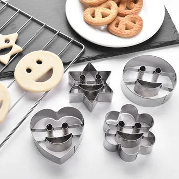 1/4pcsStar Zâmbet Inima Forma de Floare Cookie Cutter Biscuit Mucegai de Copt Set Zâmbet din Oțel Inoxidabil Bakeware de tăiere de fructe Instrumente