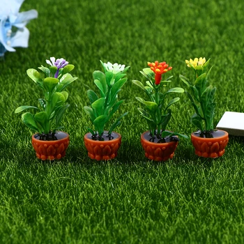 1:12 Casă De Păpuși Decor Pom De Ghivece Pentru Plante Verzi În Oală De Simulare Plante Mobilier Casa Papusa Casa Decor 4 Culori De Flori