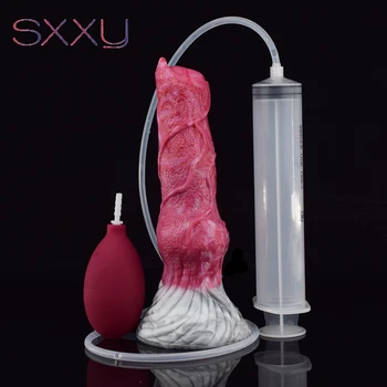 SXXY Fantezie Lup Ejaculare Penis artificial Gri Animale Pizde Penis Anal Plug Vagin Stimularea Intima Jucarii Sexuale Pentru Cupluri