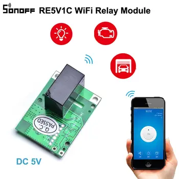 SONOFF RE5V1C Modul Releu 5V WiFi DIY Comutator cu Contact Uscat Ieșire Tarasc/Selflock Moduri de Lucru APP/Voce/LAN de Control Acasă Inteligent