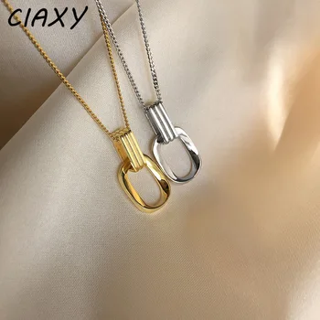 CIAXY de Argint de Culoare Geometrice Dublu Loop Coliere pentru Femei O Scrisoare Pandantiv Clavicula Lanț de Bijuterii Hip Hop collares