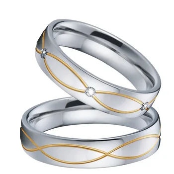 Inele promisiune pentru cupluri iubitor de alianță argint 925 inel de trupa de nunta aniversare bijuterii din oțel inoxidabil