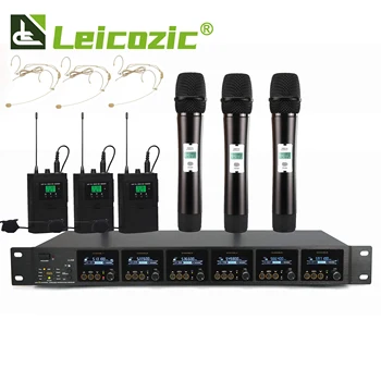 Leicozic 6 Canal Digital 1000 de Frecvență Profesionale Microfon Wireless 80Meter UHF de Mana / Rever Mikrofon Cască Microfone