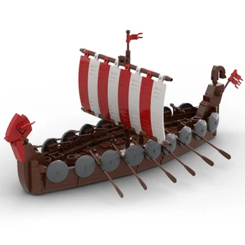 540PCS MOC-98942 Luptă Medievală Viking Ship Model Set Licențiat și Proiectat de Brick_boss_pdf