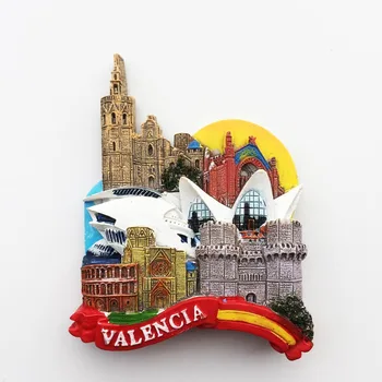QIQIPP Spania Valencia clădire punct de reper trei-dimensional peisaj turistice, suveniruri magnetice frigider mână cadou