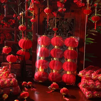 De Vânzare la cald 20/30 buc Mini Flocking Felinare Roșii de Anul Nou Chinezesc Felinar pentru Festival/ Nunta/ Petrecere, Decor Scena Layout Consumabile
