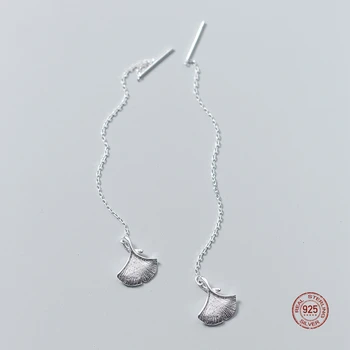 LKO Real Argint 925 100% din Frunze de Ginkgo Ciucuri Picătură Cercei Pentru Femeile Dulce Știfturi de Ureche Fete de Bijuterii și Cadouri Ornamente