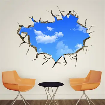 3D Cer Albastru Nori Albi Autocolante de Perete Pentru Camere de Copii Plafon Acoperiș Decalcomanii de Perete Decor Acasă Auto-adeziv Etaj Artă Murală Poster