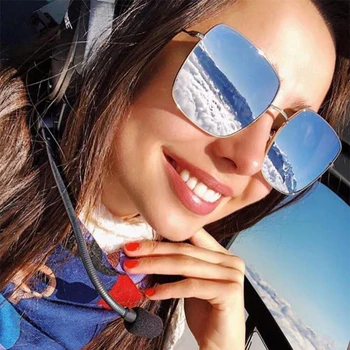 2023 Femei Tendință Polarizat ochelari de Soare Patrati Brand de Lux Supradimensionate Cadru Metalic Vintage Oglindă ochelari de Soare Femei UV400