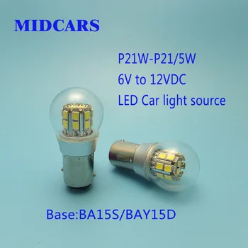 MIDCARS Hot-vânzare 1157 Dual-intensitatea 6V Bec LED, BAY15d P21/5W Led-uri SMD nava semnalizator Spate 6V la 12VDC