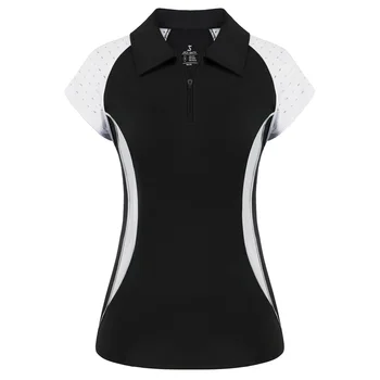 JS Femei Tricou cu Laser-Cut Tricouri Sport Tenis Bluza de Golf de Culoare de Contrast Maneca Scurta Guler Rever Topuri Bluze Femme 2022