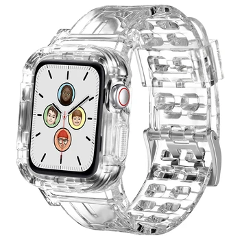 Mai nou TPU Caz Clar Curea Pentru Apple Watch Seria 6 5 4 3 2 Banda de Rășină Transparentă Ceas Trupa Pentru iWatch 38mm 40mm 42mm 44mm