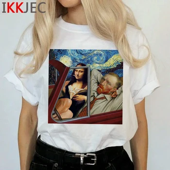 Mona Lisa Harajuku Estetice Vintage Tricou Femei Ullzang Grunge T-shirt de Desene animate Amuzante 90 Tricou Grafic de Top Rece Teuri de sex Feminin