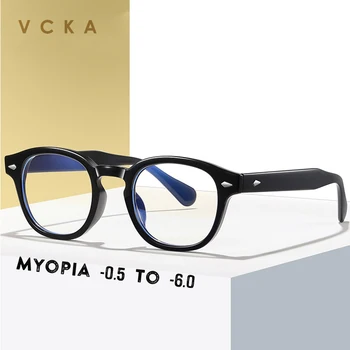 VCKA -0.5 la -6.0 TR90 miopie Rama de Ochelari Femei Bărbați Anti Blue Light Rotund Ochelari Ochelari Optice cu deficiențe de vedere Ochelari