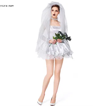 Femei Sexy Corpse bride Înfricoșător Cosplay de sex Feminin Halloween Mireasa, Costume de Carnaval de Purim Spectacol de teatru Mascarada Joc de Rol rochie de petrecere
