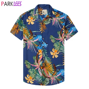 Vintage Blue Hawaiian Aloha Camasa Barbati Regular Fit Maneca Scurta Beach Tricouri Imprimate Mens Casual, Petrecere De Vacanță Îmbrăcăminte Combinezon