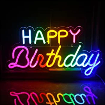Wanxing Personalizat-a Făcut Fericit Ziua de naștere Semn de Neon Partid plin de culoare LED-uri USB pentru Decor de Perete Bar Magazin Rave Acasă Cadou de Aniversare