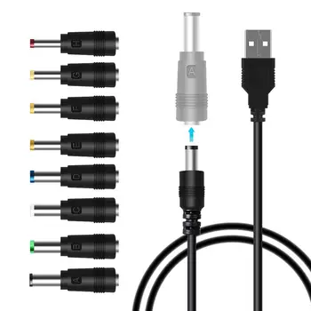 8 in 1 Universal USB la DC Jack de Încărcare Cablu de Alimentare Cablu cu 8 Prize Interschimbabile Conectori Adaptor pentru Router,Mini Ventilator