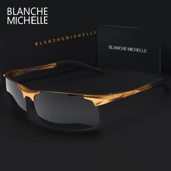 De înaltă Calitate Ultra-usor din Aluminiu Magneziu Sport ochelari de Soare Polarizat Bărbați UV400 Dreptunghi de Aur în aer liber Conducere Ochelari de Soare