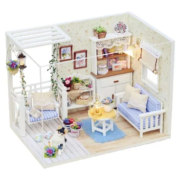 Diy Păpuși Kit Diy Housedollhouse Mobilier in Miniatura Mini Casa de Jucarie pentru Copii Cadouri Diy casă de Păpuși din Lemn, Jucarii pentru Fete