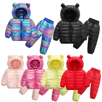 2022 Iarna Copii Baieti Set Haine Jos Haina Jacheta + Pantaloni pentru Fete 1-5 Ani Copii Bab Snowsuit Thicked Costum