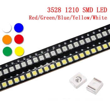 100buc Super-Luminos 1210 SMD 3528 LED Roșu/Verde/Albastru/Galben/Alb/UV/ICE Diode LED
