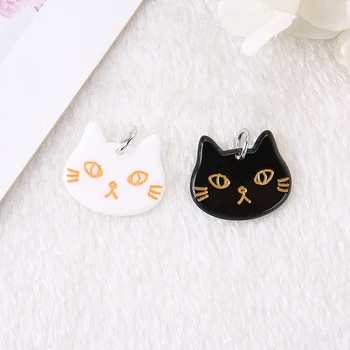 10buc Luna Cat Farmece Amuzant Alb și Negru Japonia Desene animate Acrilice Moda Pandantiv pentru Cercei Breloc Diy