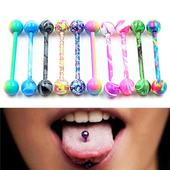 10buc Luminițe Colorate Limba Inele Sexy Oțel Chirurgical Moda Piercing Limba Știfturi de Bijuterii Pentru Femei, Bărbați