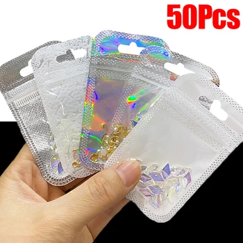 50pcs Transparent Bijuterii Auto Sigilare Pungi de Afișare de Ambalare Sac de Depozitare Desktop Sertar Organizator Resigilabil Pungă de Plastic Pungi