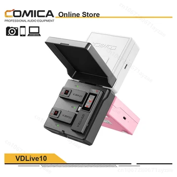 Comica VDLive10 Microfon Wireless 2.4 G Dual Channel Microfon Portabil pentru iPhone, smartphone Android PC Camera Video wireless cu MICROFON