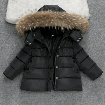 2019 Alb/Rosu/Negru Jacheta de Iarna de lux cu gluga haina la modă Roșu hanorace Copii Negru Cald Palton cu Gluga jos Haine