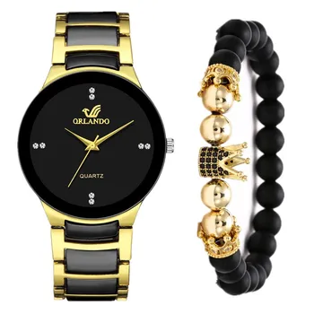 La modă de Lux 2 BUC Ceas și Brățară Set Bărbați 2022 New Sosire de Moda din Oțel Inoxidabil Cuarț Ceas мужские часы наручные