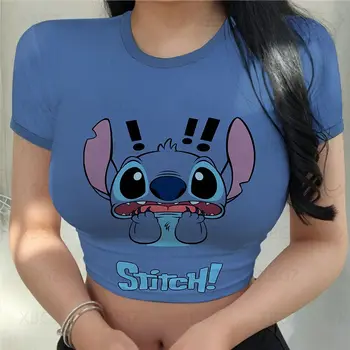 Disney 3D de Imprimare Femeie Haine Topuri Tricouri Femeie Primăvara anului 2022 Supradimensionat tricou Femei de Top Casual Strâns Sexy Moda Desene animate Stitch