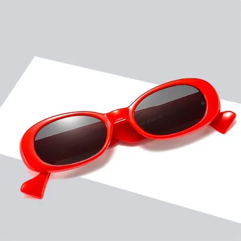 Vintage Oval Mic de Femei ochelari de Soare Moda Trend Albastru Rosu Bej Ochelari de Oameni Gri, Nuante de Lentile UV400 Ochelari de Soare