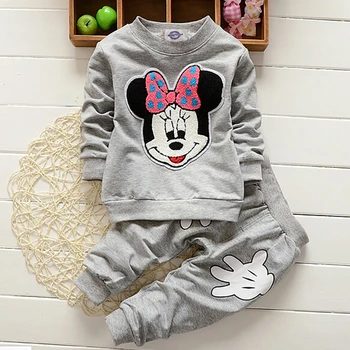 Disney Mickey Minne Copil Fată Băiat Set Haine din Bumbac Top +Pantaloni 2 BUC Costum Copii de Primavara Toamna Treninguri Haine Pentru 1-4Y